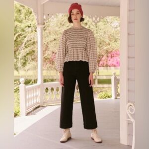 The Great Contessa Shirred Windowpane People Top— size 0 or US XS
